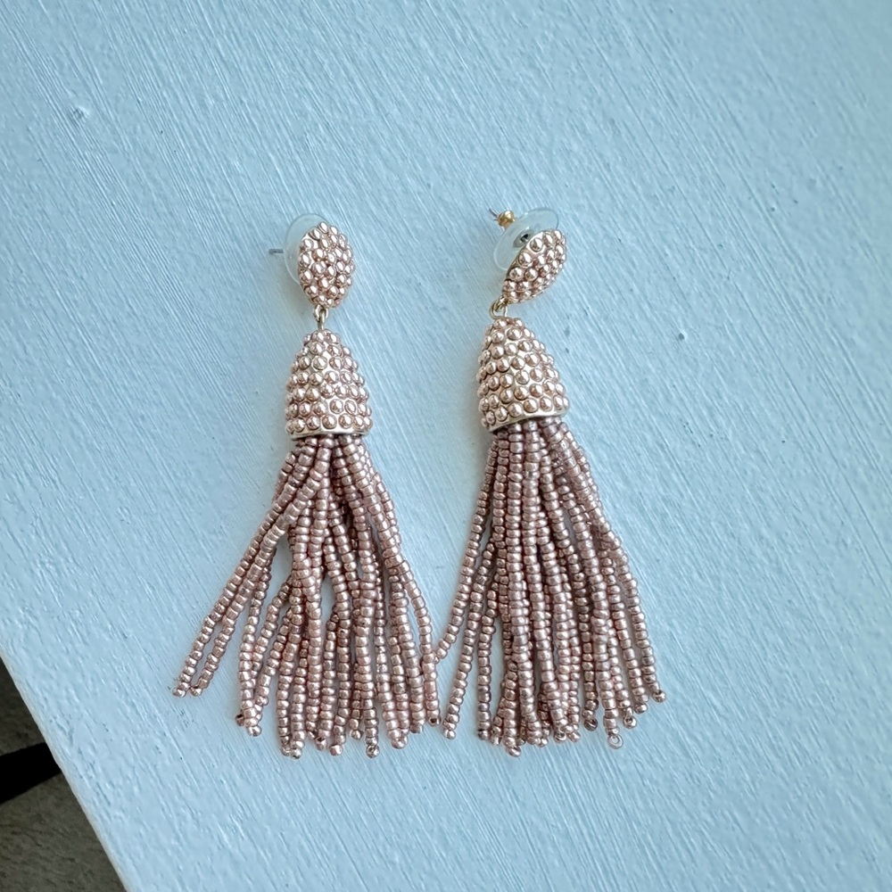 Bauble Bar Rose Gold tassel earrings